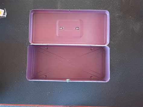 Vintage Climax Metal Mechanic Utility Tool Box Made USA Purple